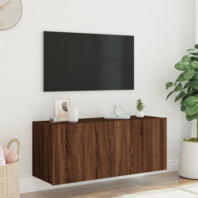 vidaXL barna tölgy színű fali TV-szekrény LED-ekkel 100 x 35 x 41 cm