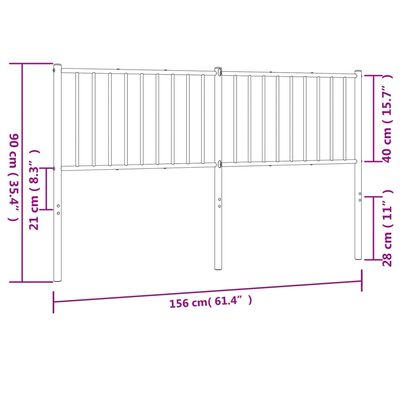 vidaXL fekete fém fejtámla 150 cm