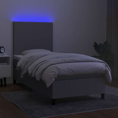 vidaXL világosszürke szövet rugós és LED-es ágy matraccal 90x190 cm