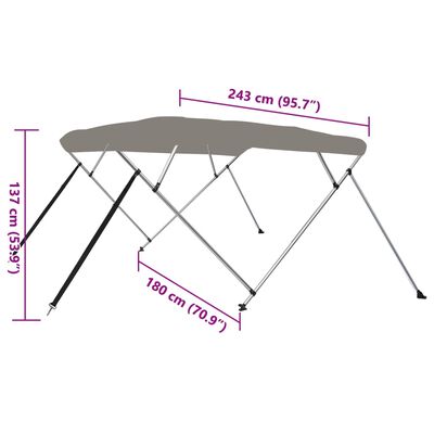 vidaXL szürke négyágú bimini tető 243 x 180 x 137 cm