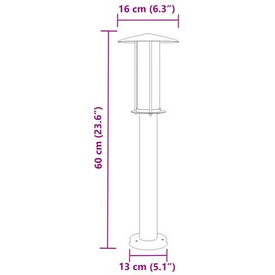 vidaXL fekete rozsdamentes acél kültéri állólámpa 60 cm