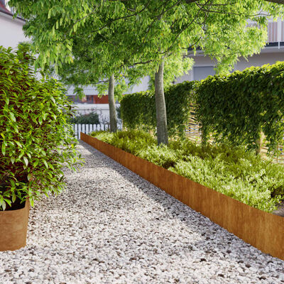 vidaXL 10 db rugalmas corten acél gyepszegély 25 x 103 cm