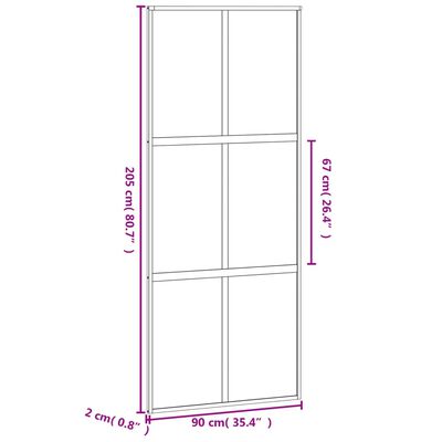 vidaXL fekete edzett üveg és alumínium tolóajtó 90 x 205 cm