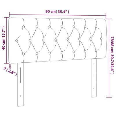 vidaXL sötétszürke szövet LED-es fejtámla 90 x 7 x 78/88 cm