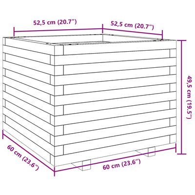 vidaXL impregnált fenyőfa kerti virágláda 60 x 60 x 49,5 cm