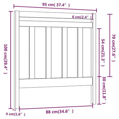 vidaXL fehér tömör fenyőfa ágy fejtámla 95 x 4 x 100 cm