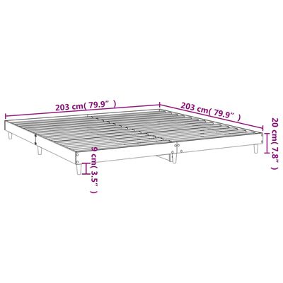 vidaXL betonszürke szerelt fa ágykeret 200 x 200 cm