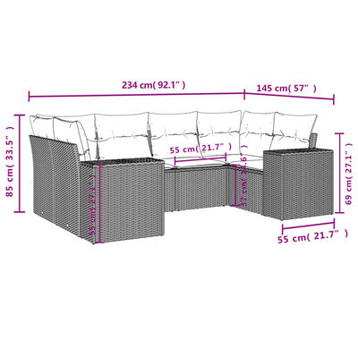 vidaXL 6 részes szürke polyrattan kerti ülőgarnitúra párnákkal