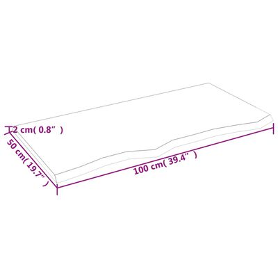 vidaXL kezeletlen tömör fa fürdőszobai pult 100 x 50 x 2 cm