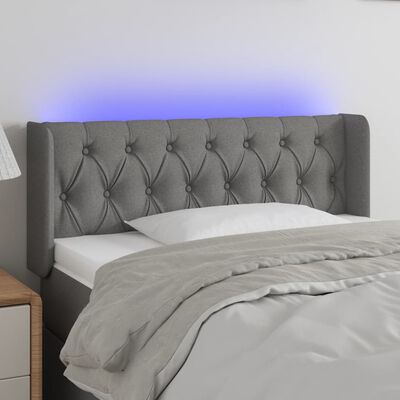 vidaXL sötétszürke szövet LED-es fejtámla 93 x 16 x 78/88 cm