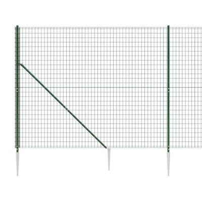 vidaXL zöld dróthálós kerítés cövekekkel 2,2x25 m