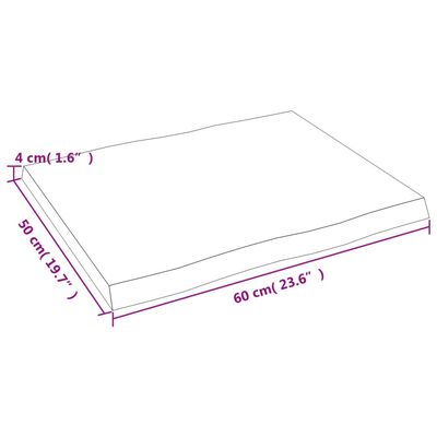 vidaXL sötétbarna kezelt tömör asztallap 60x50x(2-4) cm