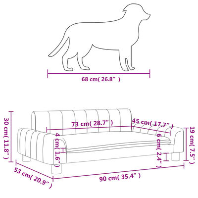 vidaXL sötétszürke szövet kutyaágy 90 x 53 x 30 cm