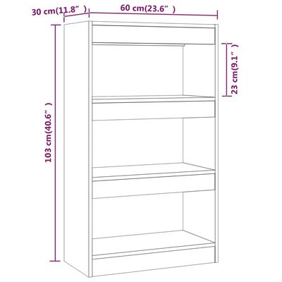 vidaXL betonszürke szerelt fa könyvszekrény/térelválasztó 60x30x103 cm