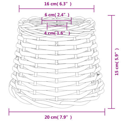 vidaXL fehér fonott mennyezeti lámpaernyő Ø20 x 15 cm