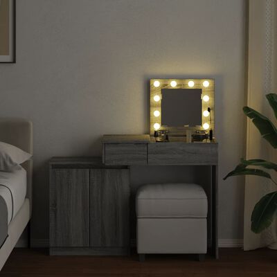 vidaXL szürke sonoma LED-es fésülködőasztal 115 x 37 x 110,5 cm