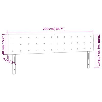 vidaXL fekete bársony LED-es fejtámla 200x5x78/88 cm