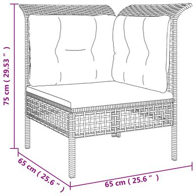 vidaXL 3 részes szürke polyrattan kerti ülőgarnitúra párnákkal