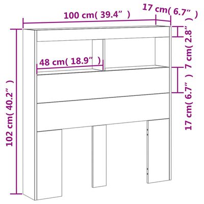 vidaXL fehér áthidalószekrény LED-világítással 100 x 17 x 102 cm