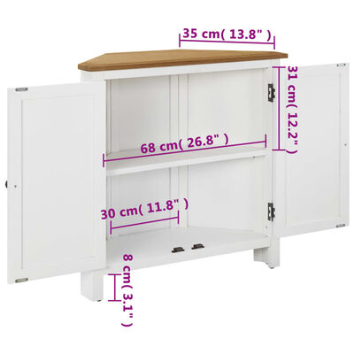 vidaXL tömör tölgyfa sarokszekrény 80 x 33,5 x 78 cm