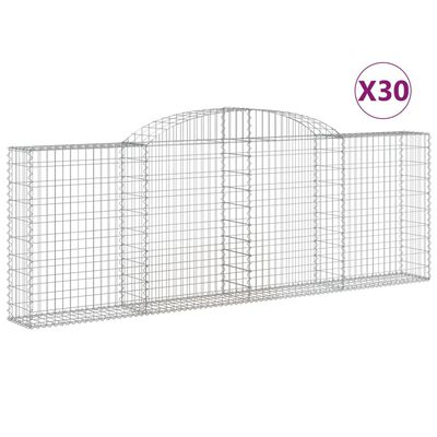 vidaXL 30 db íves horganyzott vas gabion kosár 300 x 30 x 100/120 cm