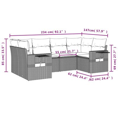 vidaXL 6 részes szürke polyrattan kerti ülőgarnitúra párnákkal