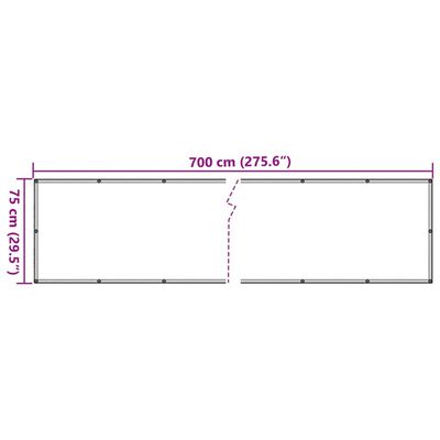 vidaXL szürke PVC belátás elleni erkélyparaván 700x75 cm