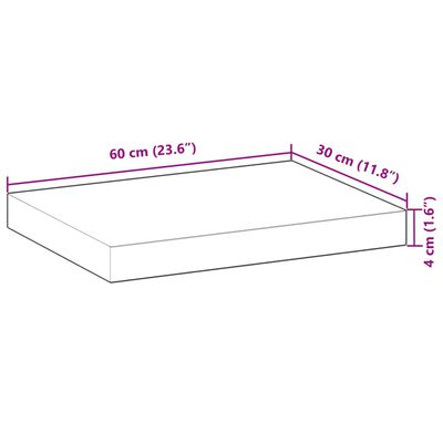 vidaXL 2 db kezeletlen tömör akácfa függőpolc 60 x 30 x 4 cm