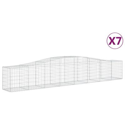 vidaXL 7 db íves horganyzott vas gabion kosár 400x50x60/80 cm