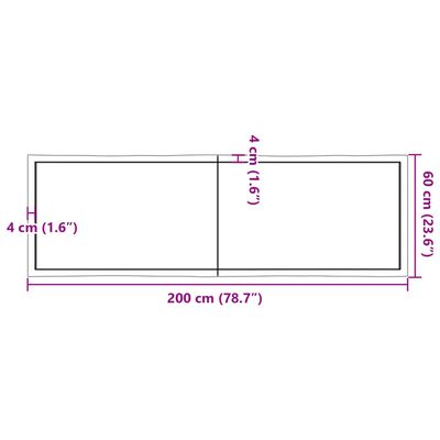 vidaXL kezeletlen tömör fa asztallap 200x60x(2-4) cm