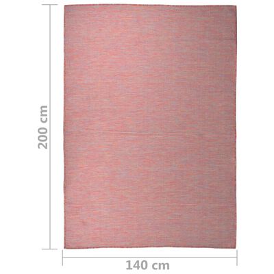 vidaXL piros lapos szövésű kültéri szőnyeg 140 x 200 cm