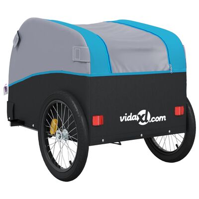 vidaXL fekete-kék vas kerékpár-utánfutó 30 kg
