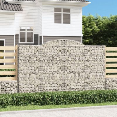 vidaXL 7 db íves horganyzott vas gabion kosár 300x50x180/200 cm