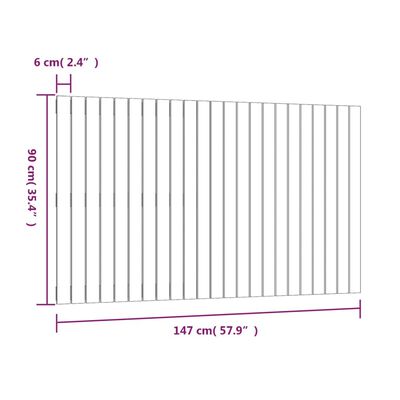 vidaXL fehér tömör fenyőfa fali fejtámla 147 x 3 x 90 cm