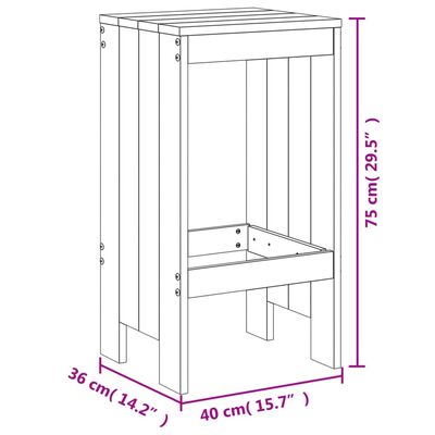 vidaXL 2 db tömör fenyőfa bárszék 40x36x75 cm