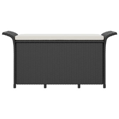 vidaXL fekete polyrattan kerti pad párnával 116 x 46 x 57 cm