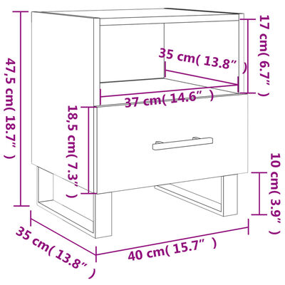 vidaXL 2 db füstös tölgy színű szerelt fa éjjeliszekrény 40x35x47,5 cm