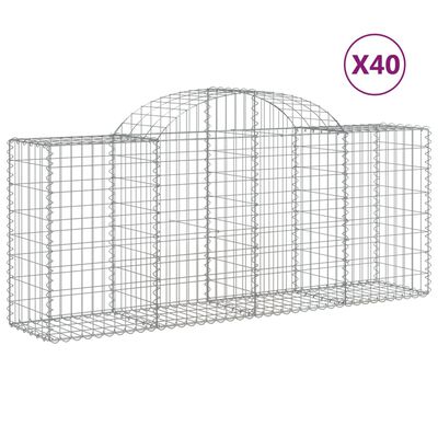 vidaXL 40 db íves horganyzott vas gabion kosár 200x50x80/100 cm