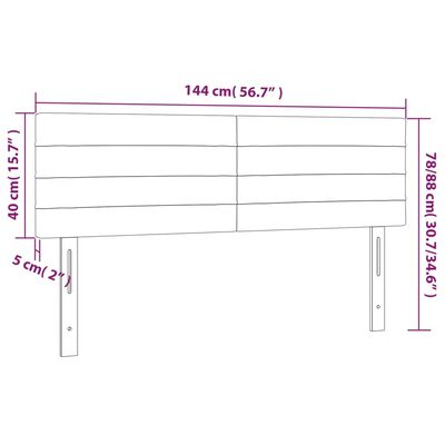 vidaXL sötétbarna szövet LED-es fejtámla 144x5x78/88 cm