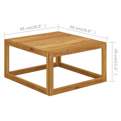 vidaXL tömör akácfa dohányzóasztal 68 x 68 x 29 cm