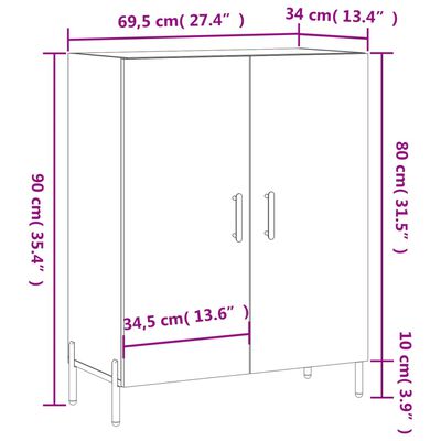 vidaXL füstös tölgy színű szerelt fa tálalószekrény 69,5 x 34 x 90 cm