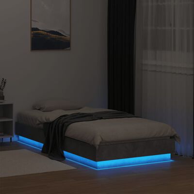 vidaXL betonszürke ágykeret LED-világítással 75x190 cm