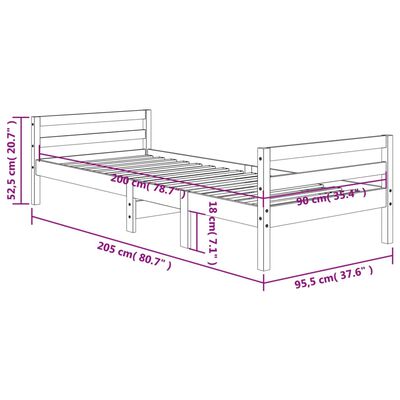 vidaXL viaszbarna tömör fenyőfa ágy matrac nélkül 90 x 200 cm