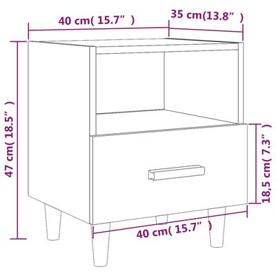 vidaXL 2 db betonszürke éjjeliszekrény 40x35x47 cm