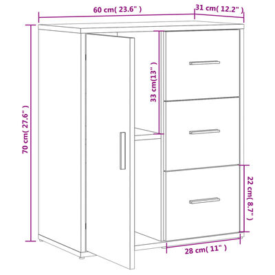 vidaXL 2 db szürke sonoma színű szerelt fa tálalószekrény 60x31x70 cm