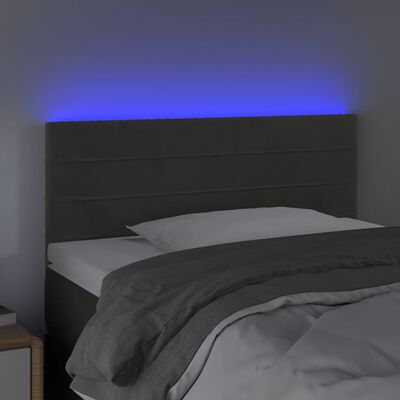 vidaXL sötétszürke bársony LED-es fejtámla 100x5x78/88 cm