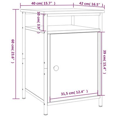 vidaXL 2 db füstös tölgy színű szerelt fa éjjeliszekrény 40x42x60 cm