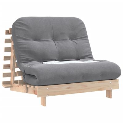 vidaXL tömör fenyőfa futon kanapéágy matraccal 100 x 206 x 11 cm