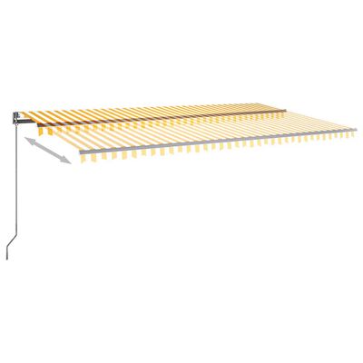 vidaXL sárga-fehér szélérzékelős és LED-es napellenző 600 x 350 cm