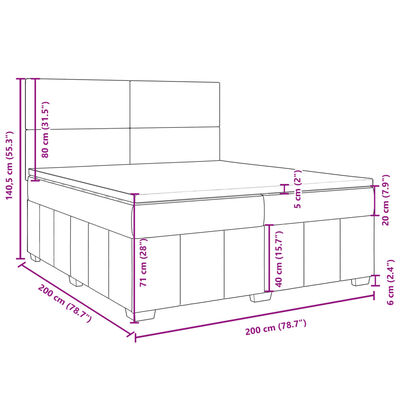 vidaXL sötétbarna szövet rugós ágy matraccal 200 x 200 cm